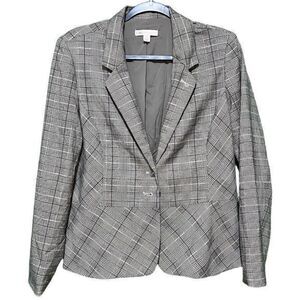 Cato‎ Sz 12 Women’s Gray Black and Purple Plaid Blazer Jacket